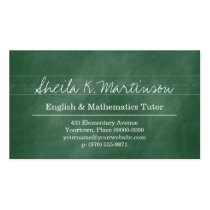 Green Chalkboard Teacher Tutor business cards