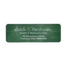 Green Chalkboard Teacher Tutor Custom Return Address Label