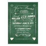 Green Chalkboard Wedding Invitation with hearts