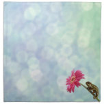 Green chameleon on pink flower napkins