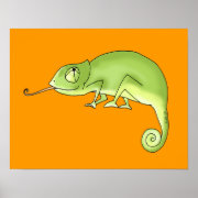 Green chameleon print