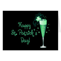 Green Champagne Greeting Card