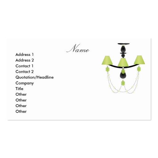 Green Chandelier Business Card Template (front side)