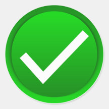 Green Check Mark Symbol Round Sticker