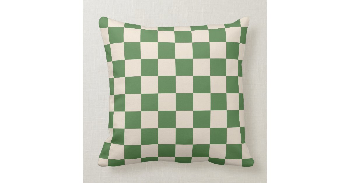 Green Checkerboard and Plaid Throw Pillow Zazzle