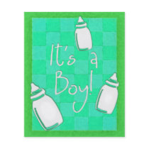 Green Checkerboard It's A Boy! flyers by JaZilla Green Checkerboard It's A Boy! flyers