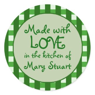 Green Checkered Border Canning Label Stickers sticker