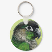 "Green Cheeked Conure" Bird Art Keychain