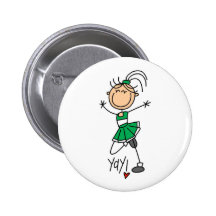 Green Cheerleader Button