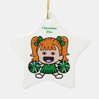Green Cheerleader Custom Ornament