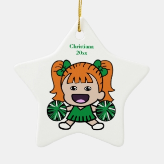Green Cheerleader Custom Ornament