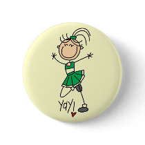 Green Cheerleader Tshirts and Gifts buttons