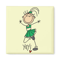 Green Cheerleader Tshirts and Gifts magnets by stick_figures Green Cheerleader Tshirts and Gifts magnets