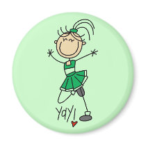 Green Cheerleader Tshirts and Gifts magnets by stick_figures Green Cheerleader Tshirts and Gifts magnets