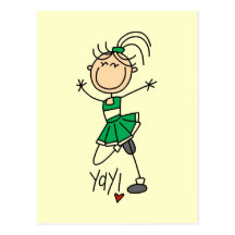 Green Cheerleader Tshirts and Gifts Post Cards