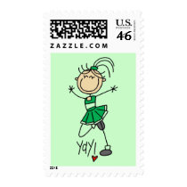 Green Cheerleader Tshirts and Gifts Postage Stamps