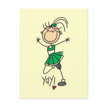 Green Cheerleader Tshirts and Gifts postcards