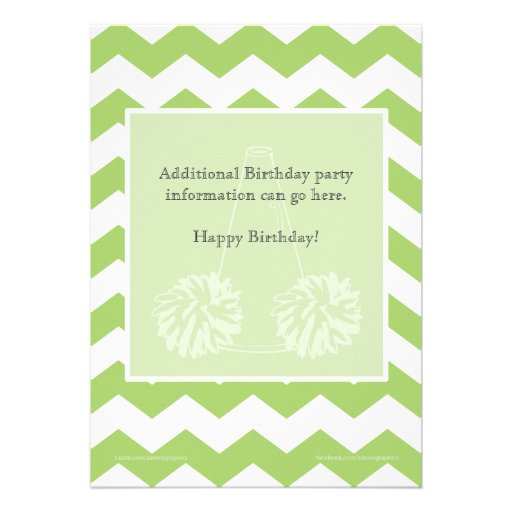 Green Cheerleading Birthday Party Invitation