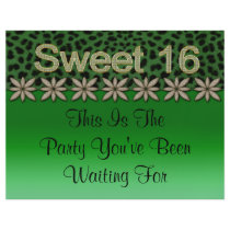 Green Cheetah & Glitter Flowers Personalized Flyer