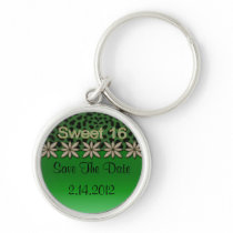 Green Cheetah & Glitter Flowers