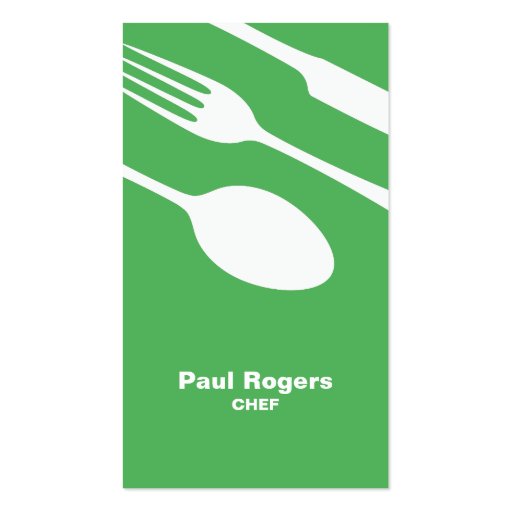 Green chef or catering cutlery business card