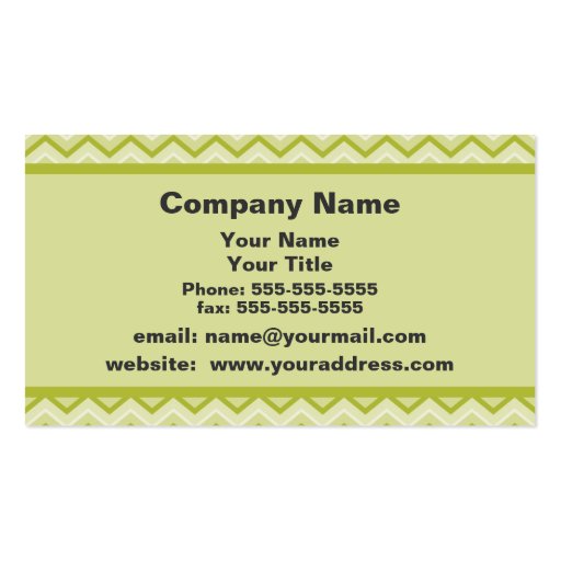 Green Chevron Appointment Reminder Business Card (front side)