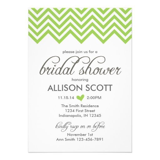 Green Chevron Bridal Shower Invitation