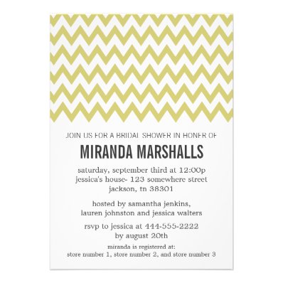 Green Chevron Bridal Shower Invitations