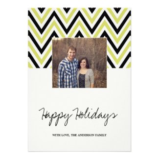 Green Chevron Holiday Christmas Photo Flat Cards