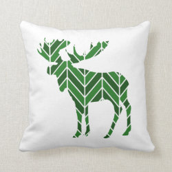 Green Chevron Moose Pillow