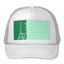 Green Chevron; Paris Hat
