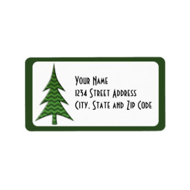 Green Chevron Pattern Christmas Tree Labels