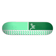 Green Chevron Pattern Skate Board Deck