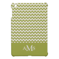 Green Chevron Stripe 3  Monogram iPad Mini Covers