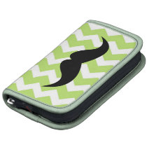 Green chevron zigzag pattern cute chic mustache planners