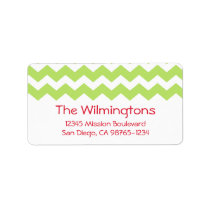 Green chevron zigzag pattern return address labels