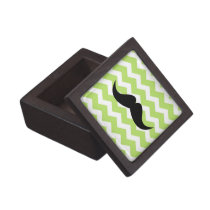 Green chevron zigzag pattern trinket mustache premium gift boxes