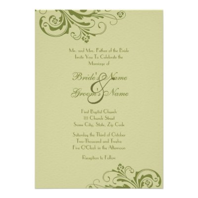 Green Chic Floral Wedding Invitation