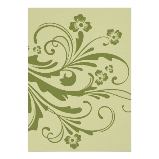 Green Chic Floral Wedding Invitation