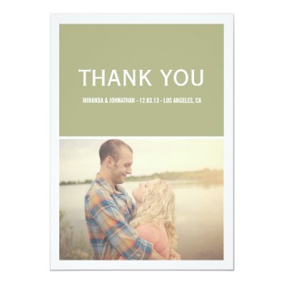 Green Chic Photo Wedding Thank You Cards