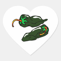 Green chilis two peppers loose heart stickers