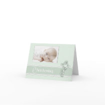 Green Christening Photo Invitation cards