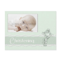 Green Christening Photo Postcard by StarStock Green Christening Photo Postcard