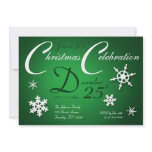 Green Christmas Celebration Snowflake Invitations
