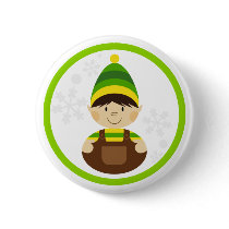 Green Christmas Elf Button Badge by markmurphycreative Green Christmas Elf Button Badge