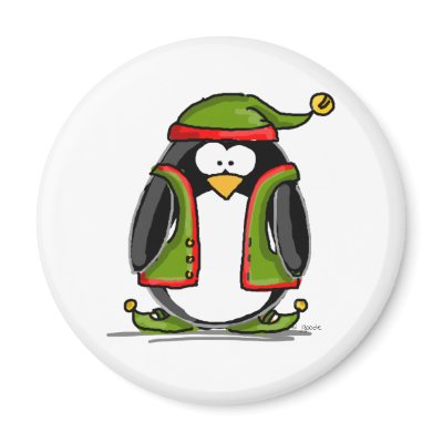 Green Christmas Elf Magnet by penguinality