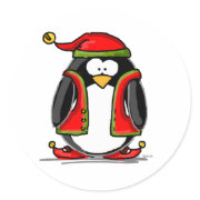 Green Christmas Elf Penguin sticker