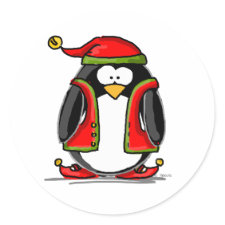 Green Christmas Elf Penguin sticker
