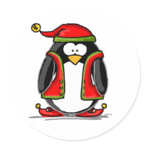 Green Christmas Elf Penguin stickers