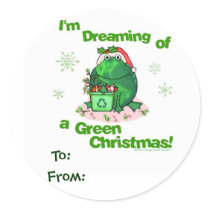 Green Christmas Environment Gift Tag Stickers